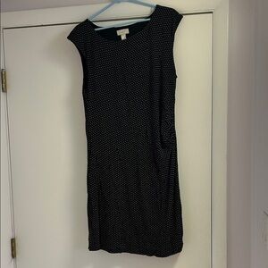LOFT Black & White Polka Dot Cap Sleeve Midi Dress
